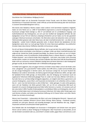 Stellungnahme der Gemeinde Frauenstein zum Kunstrasen-Bericht